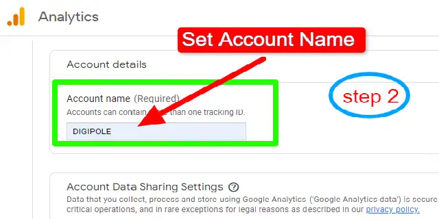 set account on Google Analytics