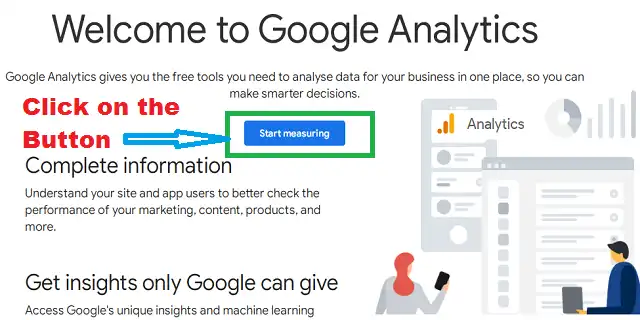 sign up for Google Analytics
