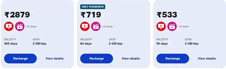 Jio offers 2 GB per Day Prepaid Recharge Plans